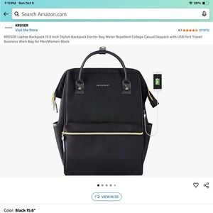 KROSER Laptop Backpack 15.6 Inch Stylish Backpack, Doctor Bag, Water Repellent.